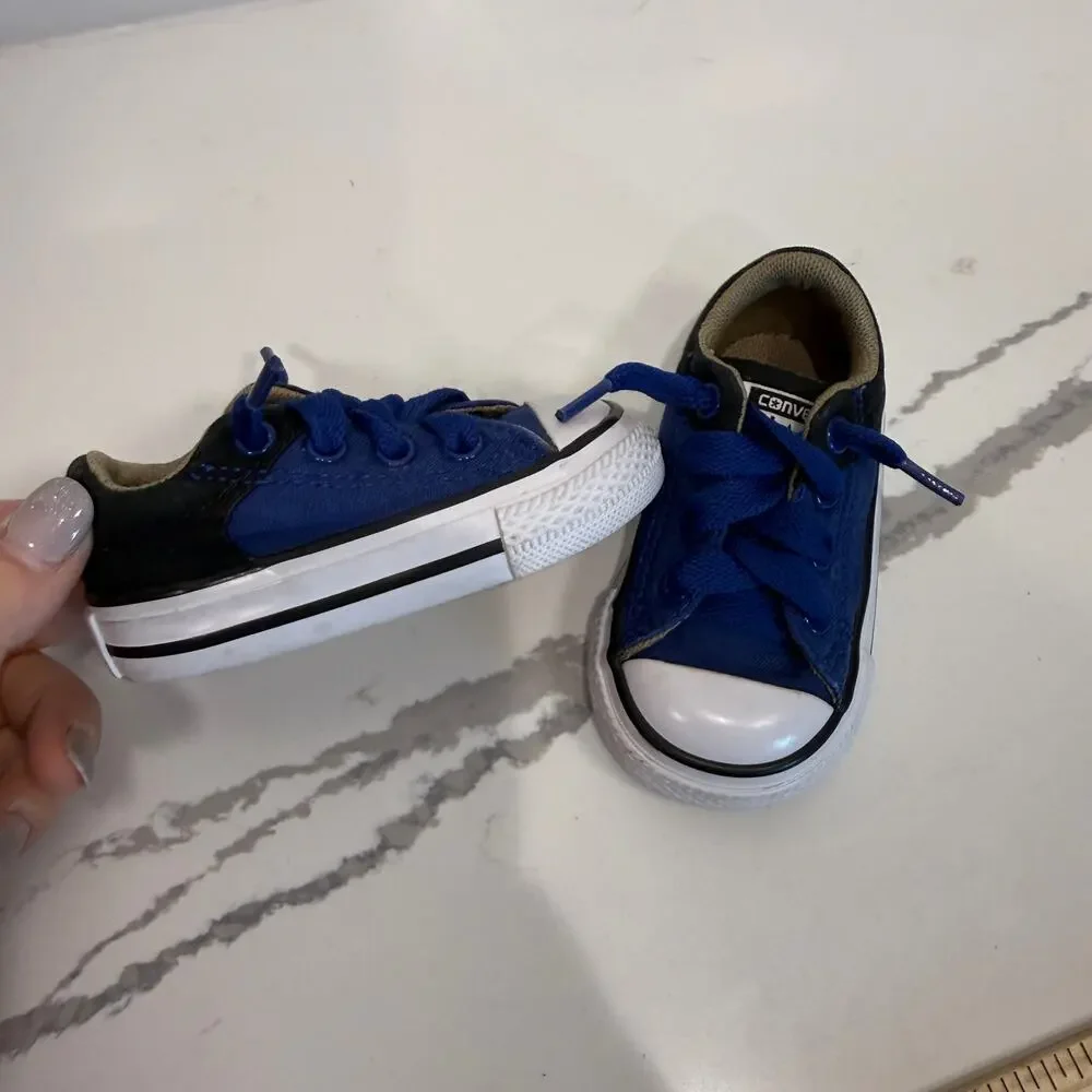 Baby Converse All Star Size 3‎ Blue Black Low Top Sneakers Tennis Shoes
